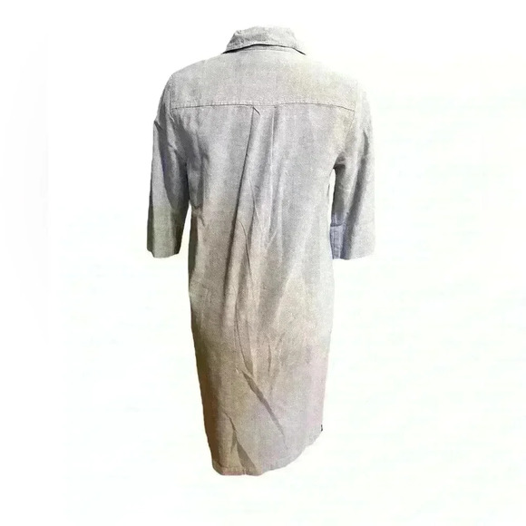 Lilla P Gray Cotton Shift Shirt Dress Size S Collared V Neck 3/4 Sleeve - Picture 5 of 11